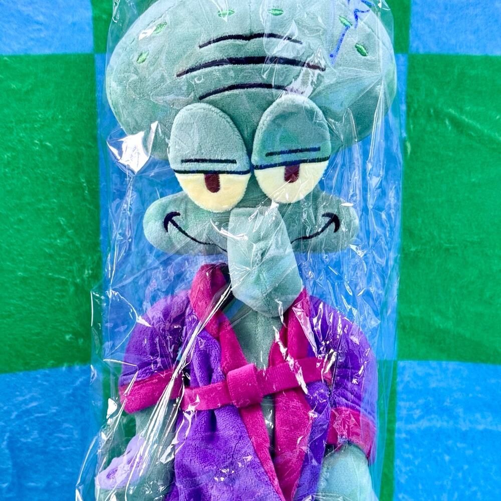 SpongeBob SquarePants Squidward Plush SEALED In Purple Robe Adjustable Removable